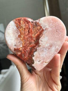Natural pink amethyst and red jasper heart